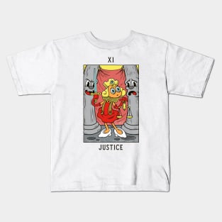 Justice - Mystical Medleys - Vintage Cartoon Tarot (White) Kids T-Shirt
